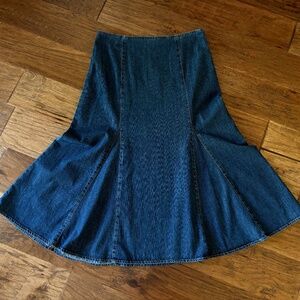 French Cuff Blue Jean Denim Fit and Flare Maxi Skirt Women's Size 16